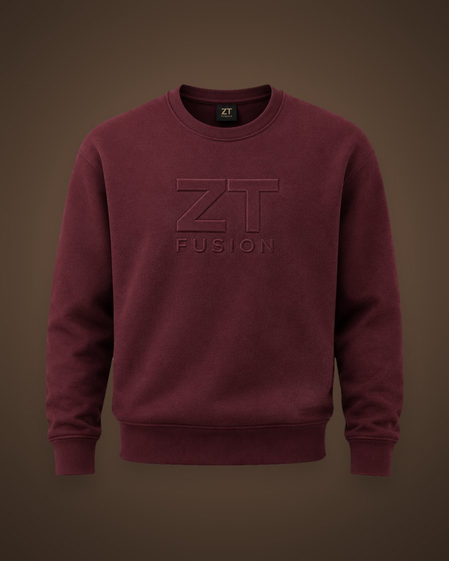 ZT Fusion Crewneck in Ember · Logic / Intuition capsule, tonal emboss