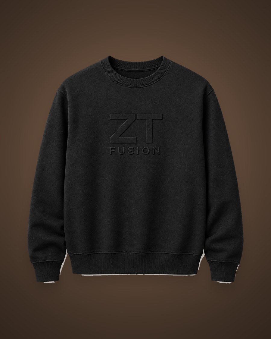 ZT Fusion Crewneck in Onyx · Depth = Direction capsule, tonal emboss