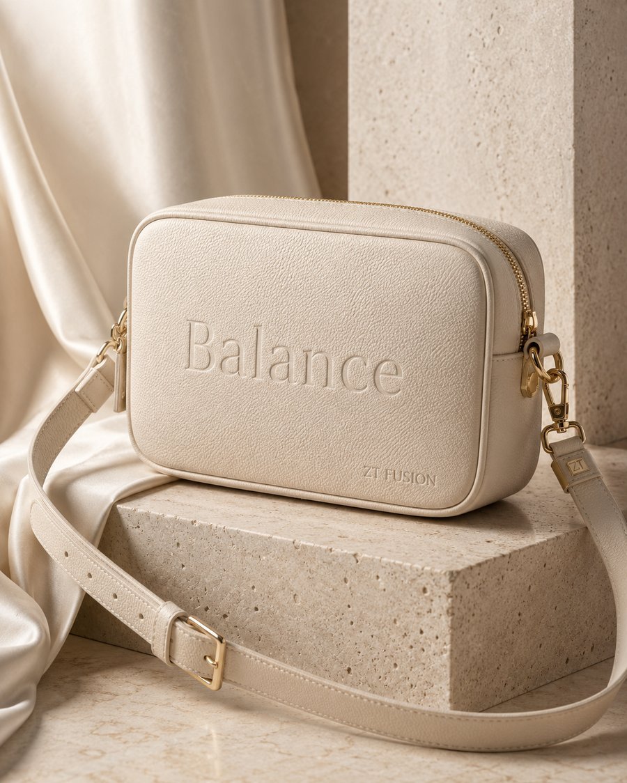 ZT Fusion Crossbody in Bone · Balance capsule, tonal emboss