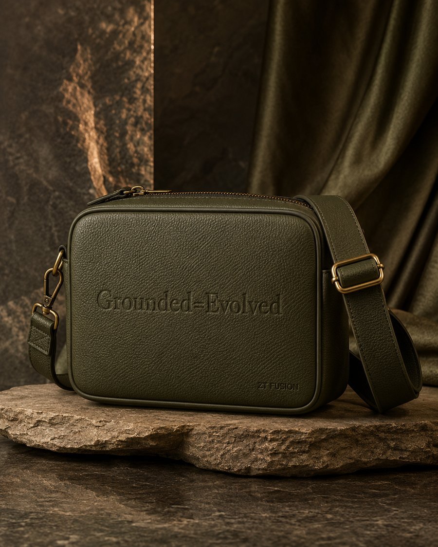 ZT Fusion Crossbody in Terrain · Grounded = Evolved capsule, tonal emboss