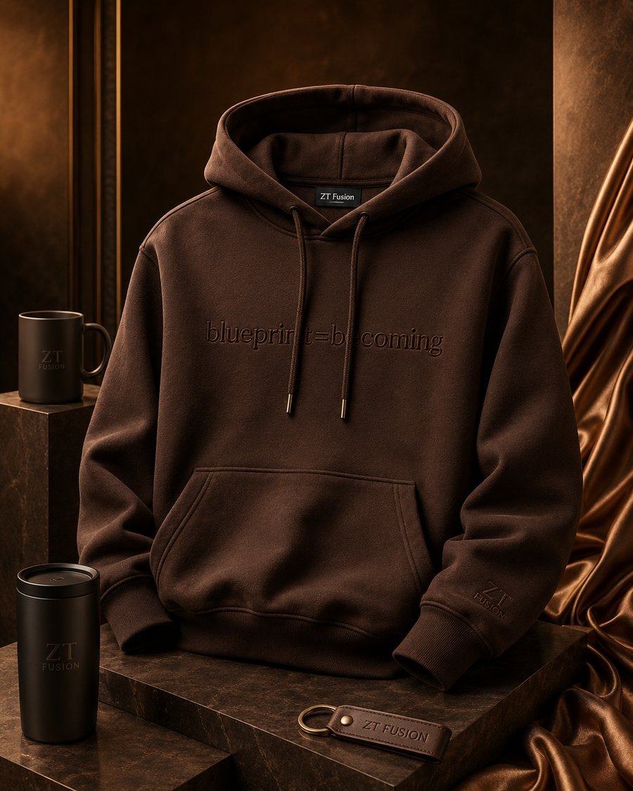 ZT Fusion Hoodie in Earthen · Blueprint + Becoming capsule, tonal emboss