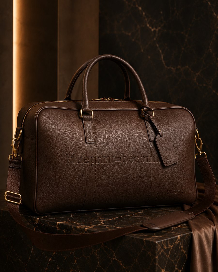 ZT Fusion Leather Duffel in Earthen · Blueprint = Becoming capsule, tonal emboss