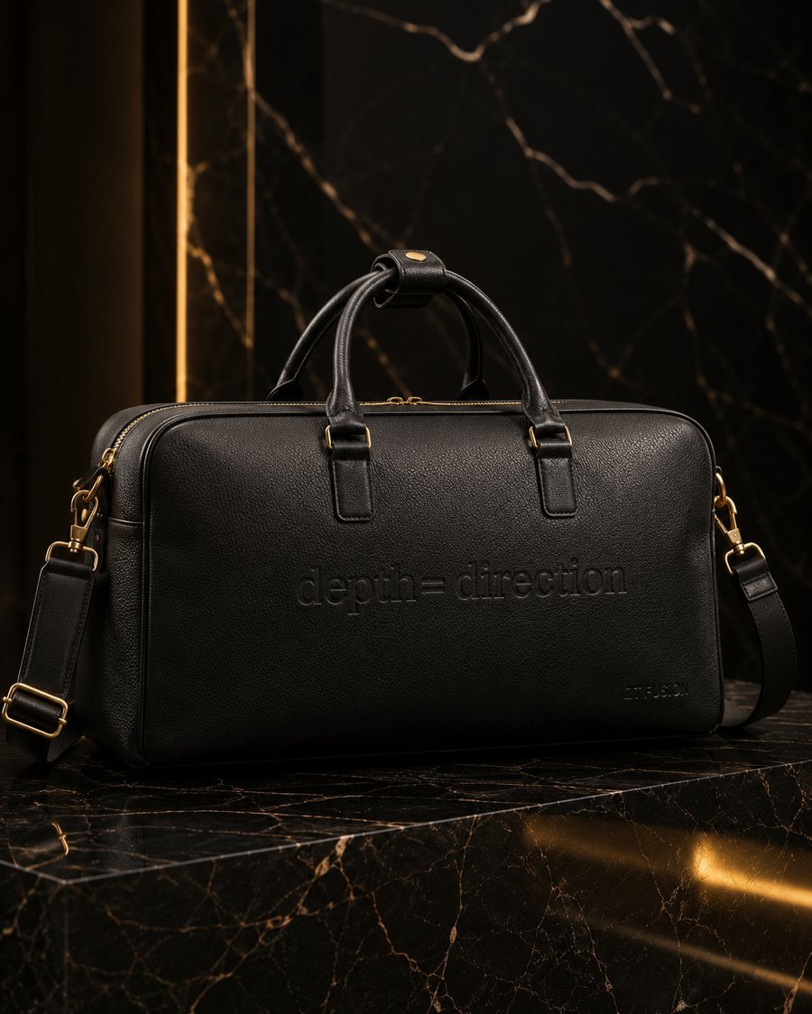 ZT Fusion Leather Duffel in Onyx · Depth = Direction capsule, tonal emboss