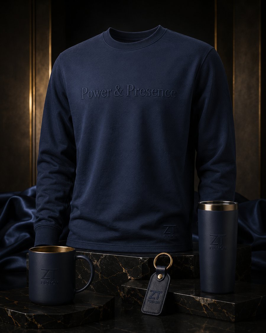 ZT Fusion Long Sleeve in Deep Water · Power & Presence capsule, tonal emboss