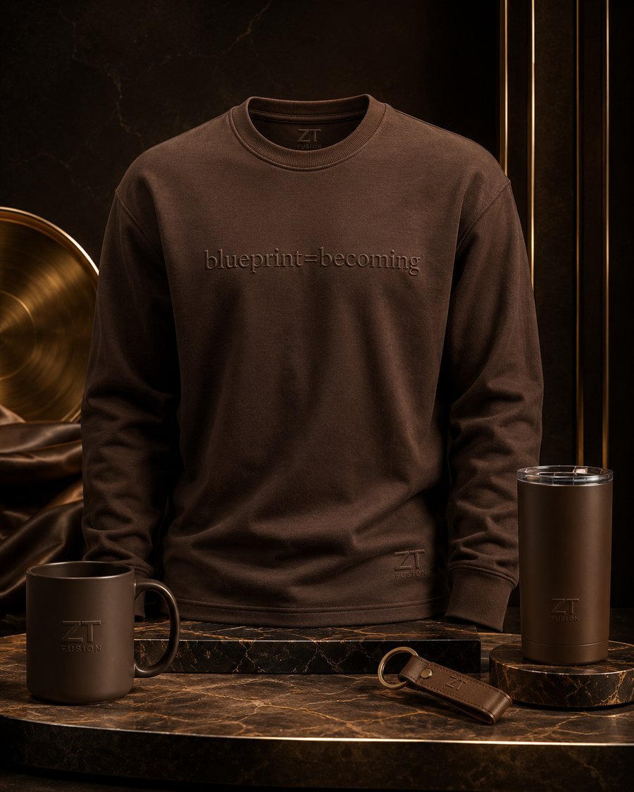 ZT Fusion Long Sleeve in Earthen · Blueprint = Becoming capsule, tonal emboss