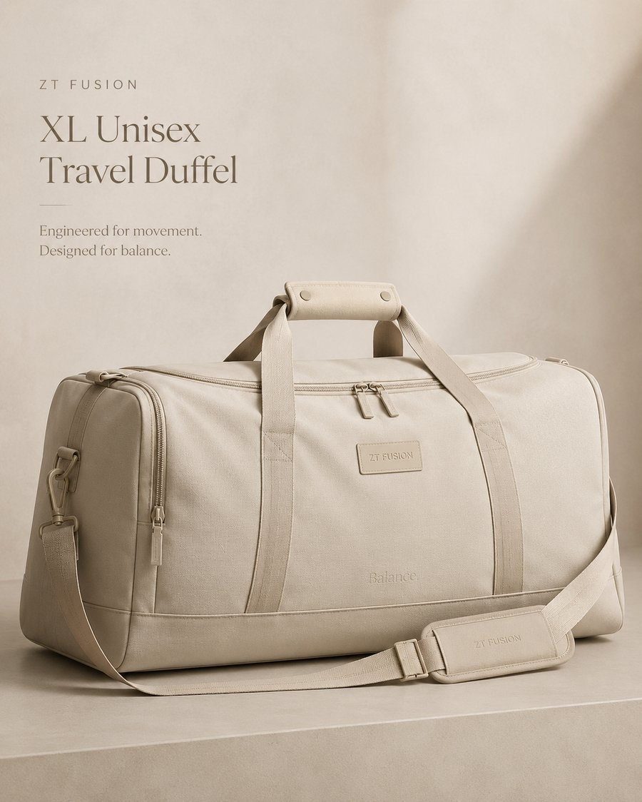 ZT Fusion XL Sports Duffel in Bone · Balance capsule, tonal emboss