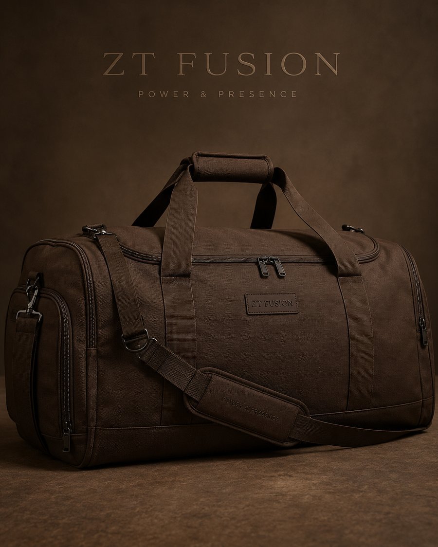 ZT Fusion XL Sports Duffel in Earthen · Blueprint = Becoming capsule, tonal emboss