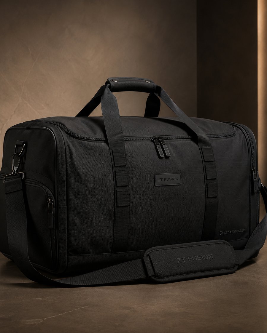 ZT Fusion XL Sports Duffel in Onyx · Depth = Direction capsule, tonal emboss