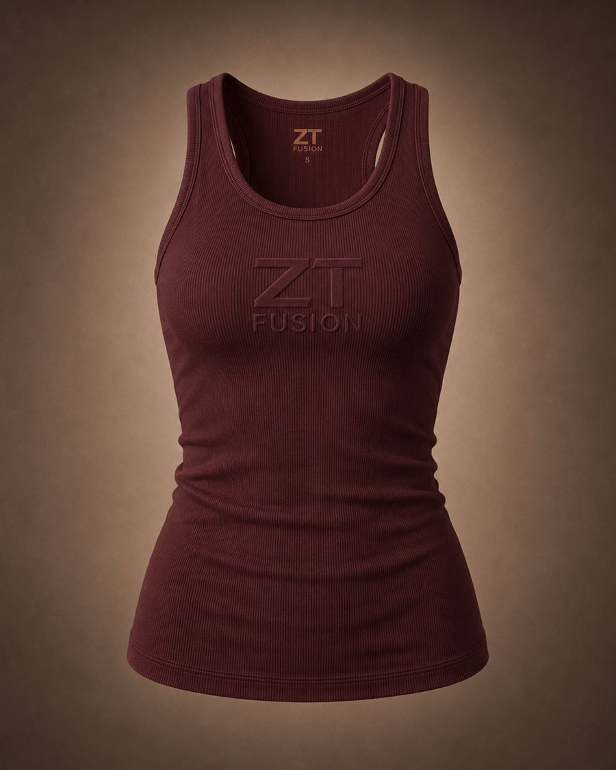 ZT Fusion Tank in Ember · Logic / Intuition capsule, tonal emboss