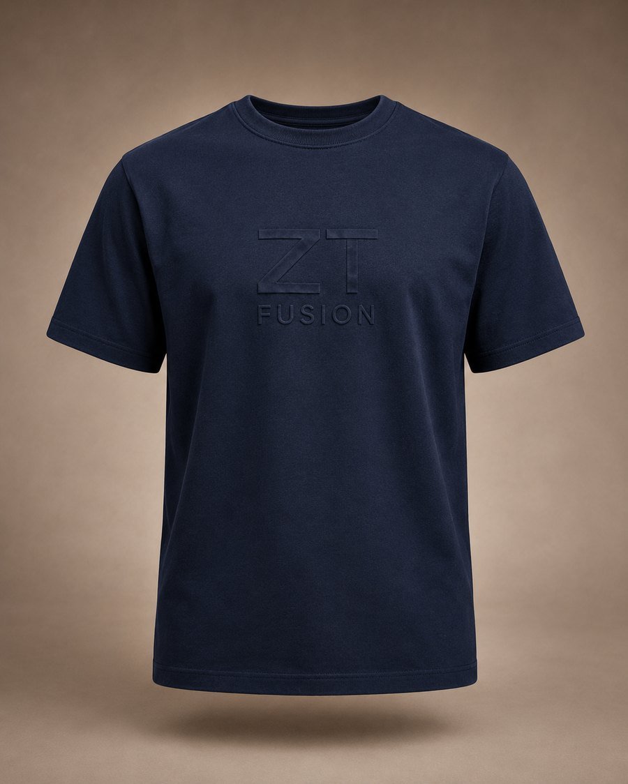 ZT Fusion Tee in Deep Water · Power & Presence capsule, tonal emboss