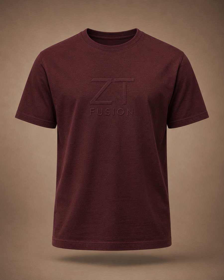 ZT Fusion Tee in Ember · Logic / Intuition capsule, tonal emboss