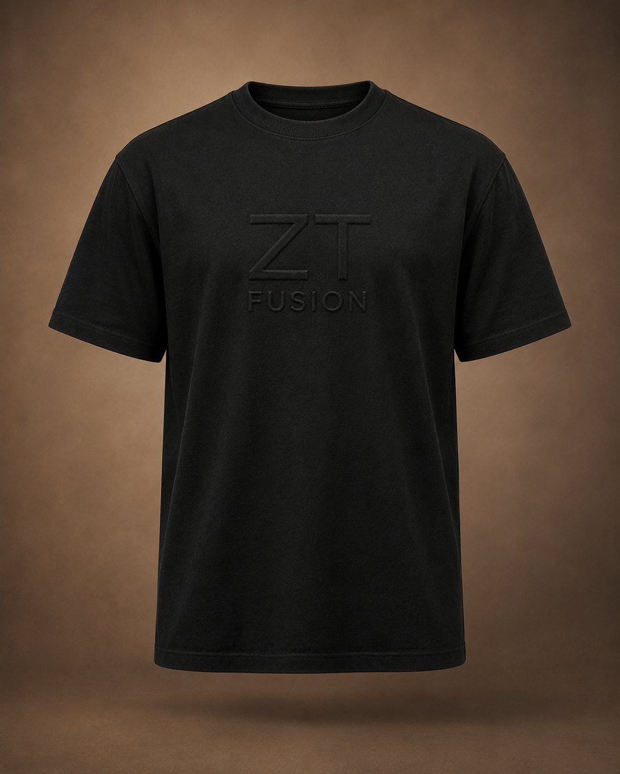 ZT Fusion Tee in Onyx · Depth = Direction capsule, tonal emboss