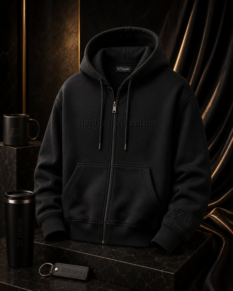 ZT Fusion Zip Jacket in Onyx · Depth + Direction capsule, tonal emboss